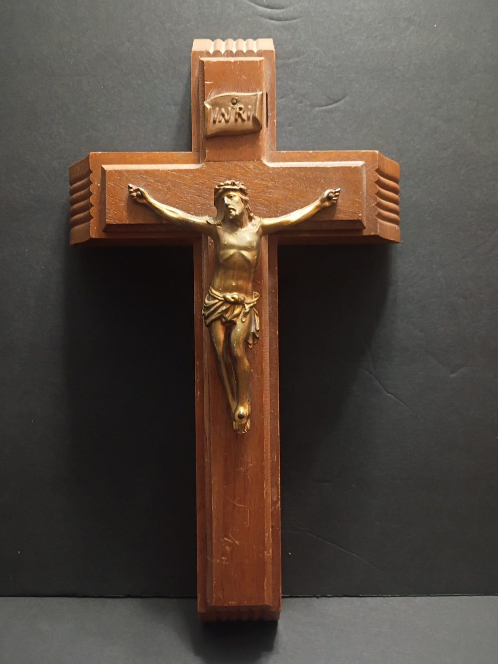 Vintage Catholic Sick Call Wooden Cross Wall Hanging